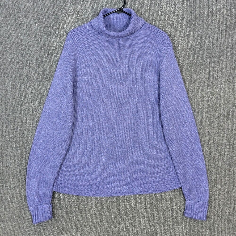Vintage 90s Alps Sweater Womens Large Purple Knit Long Sleeve Cowl Neck USA Made
